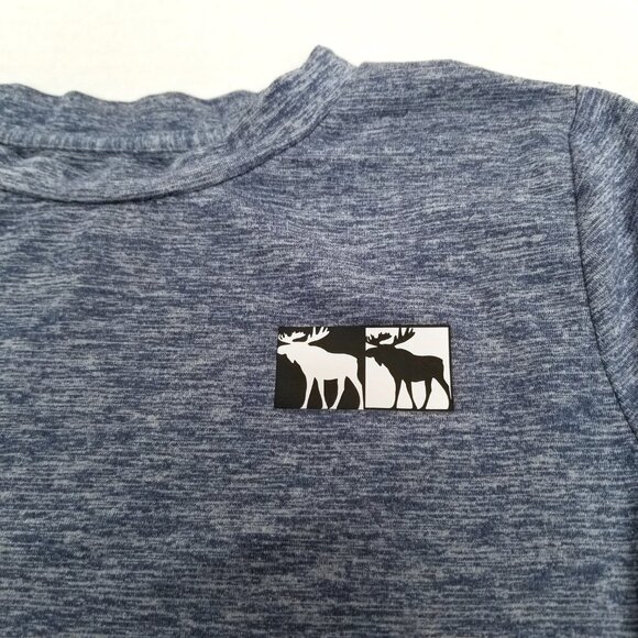 Abercrombie Kids Moose Logo Long Sleeve Tee 7/8 Blue Heather Casual Preppy - Picture 3 of 10